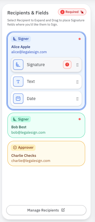 recipient first composition